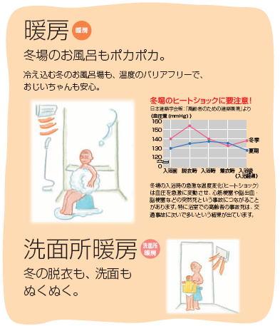暖房　冬場のお風呂もポカポカ