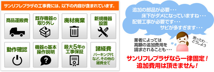 サンリフレプラザなら一律固定!追加費用は頂きません!
