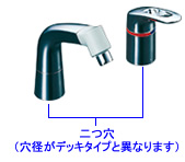 二つ穴（デッキタイプとは穴径が異なります）