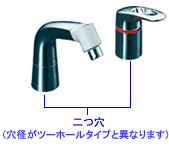 二つ穴（ツーホールタイプとは穴径が異なります）