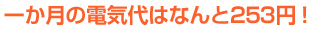 一か月の電気代はなんと253円!