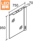 3面鏡(全収納タイプ1900mm用)図面