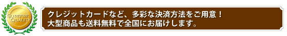 クレジットカードなど、多彩な決済方法をご用意！大型商品も送料５００円で全国にお届けします。
