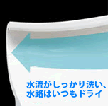 水流がしっかり洗い、水路はいつもドライ