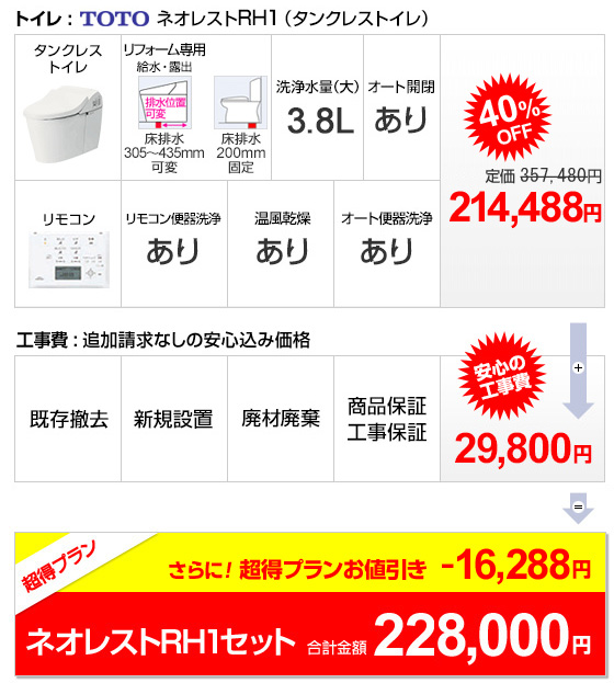 トイレTOTOネオレストRH1セット