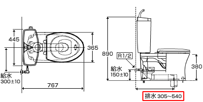 【セール】ピュアレストQR便器【SC1:パステルアイボリー】[手洗い有り][床排水リモデル305mm-540mm][便座別売][当日出荷対応品]
