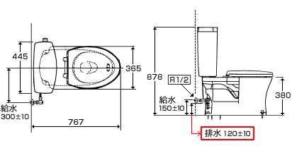 【2012年2月発売】ピュアレストQR便器[手洗い無し][壁排水120mm][便座別売]