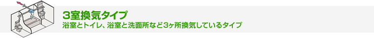 3室換気タイプ 浴室とトイレと洗面所など3カ所換気換気しているタイプ