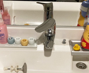 洗面水栓施工前