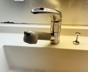 洗面水栓施工前