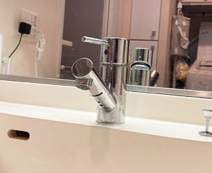 洗面水栓施工前