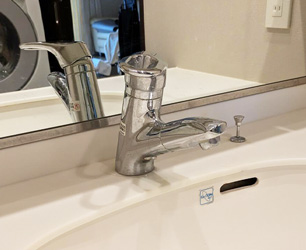 洗面水栓施工前