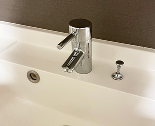 洗面水栓施工前