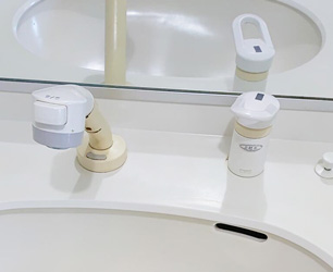 洗面水栓施工前