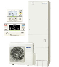 CHP-E37AZ2 コロナ(CORONA)エコキュート 角型ハイグレード高圧力パワフル給湯フルオートタイプ｜旧品番CHP-E37AZ1の後継機種。貯湯タンクユニット品番：CTU-E37AZ2＋ヒートポンプユニット品番：CHP-AZ451＋無線LAN対応インターホンリモコン品番：RBP-GADW2(S)のセット。別途脚部カバー： CTU-FC28が必要です。HEMS/ZEH対応｜コロナ(CORONA)のエコキュート交換