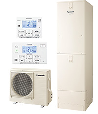 旧品番HE-NS46JQSの後継機種。貯湯タンクユニット品番:HE-NS46KQ+ヒートポンプユニット品番:HE-PNS60K+専用インターホンリモコン品番:HE-TQWKW(旧品番NQWKW)のセット。スタンダードグレードながらAIエコナビを搭載したお買い得モデル。「スマホおふろ」「配管洗浄」機能も利用できる機種で耐塩害仕様もあります。CHONET Lite AIF認証/HOME IoT(AiSEG)/HEMS対応|パナソニックのエコキュート交換