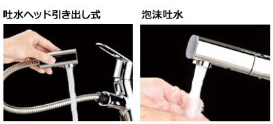 便利なホース引き出しタイプ｜KVK洗面水栓
