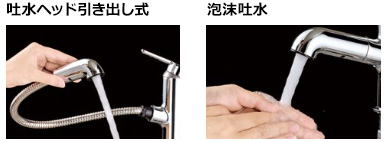 便利なホース引き出しタイプ｜KVK洗面水栓