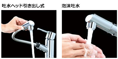便利なホース引き出しタイプ｜KVK洗面水栓