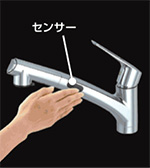 手をかざしてカンタン出し止め