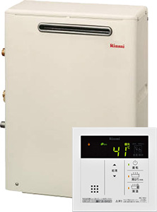 Rinnai 戸建てガス給湯器の交換費用｜ RUX-A1613G ＋ MC-145V(A)｜工事費込みセットが安い｜リンナイ 給湯専用給湯器 [スタンダード] [屋外据置型] [16号] [RUX-Aシリーズ] [BL認定品] [W430×H575×D170mm] [シャドーホワイトIII]