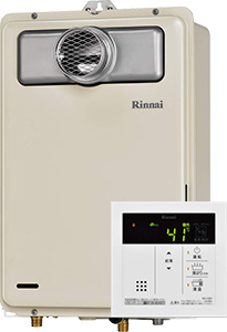Rinnai マンションガス給湯器の交換費用｜ RUX-A1616T-E ＋ MC-145V(A)｜工事費込みセットが安い｜リンナイ 給湯専用給湯器 [スタンダード] [前方排気/排気延長不可] [16号] [RUX-Aシリーズ] [W350×H530×D170mm] [シャドーホワイトIII]