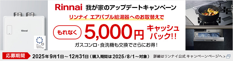 我が家のアップデートキャンペーン｜リンナイ｜デリシア リッセ レンジフード 食洗機 エコワンバブル エコワン エアバブル