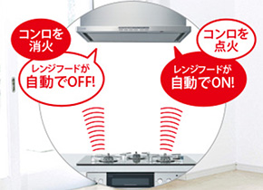 ビルトインガスコンロ連動で省エネ