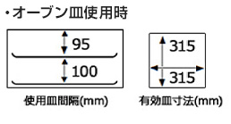 オーブン皿使用時の皿間隔、有効皿寸法｜リンナイ標準タイプ33Lのガスオーブン寸法について