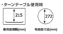 ターンテーブル皿使用時の皿間隔、有効皿寸法｜リンナイ標準タイプ33Lのガスオーブン寸法について