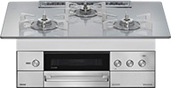 RHS72W38M14RCSTW・RHS72W38M14RNSTW / リンナイ ビルトインガスコンロ『デリシア3V乾電池式』[天板幅：75cm][天板：アローズホワイト/ガラストップ][ごとく：ステンレス][レンジフード連動][オーブン接続不可][プレート2種付属][選べるザ・ココット]