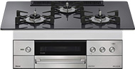 RHS72W38M15RCSTW・RHS72W38M15RNSTW / リンナイ ビルトインガスコンロ『デリシア3V乾電池式』[天板幅：75cm][天板：ツイードシルバー/ガラストップ][ごとく：ホーロー][レンジフード連動][オーブン接続不可][プレート2種付属][選べるザ・ココット]