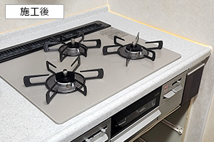 フレームレスガラストップ 施工例 天板幅60cm│施工後