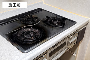 フレームレスガラストップ 施工例 天板幅60cm│施工前