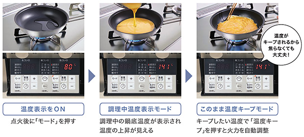 調理中の温度が見える！ノーリツ独自の『温度クック機能』