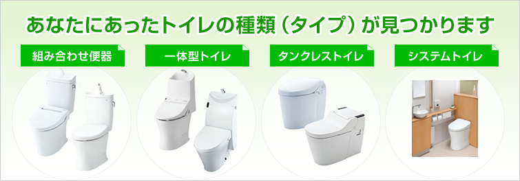種類別トイレの選び方 あなたにあったトイレの種類(タイプ)が見つかります。