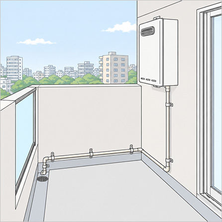 排水溝まで塩ビ配管を接続