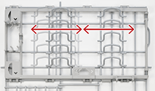 ピンの位置を変えられる可動式レール｜おかってカゴ・ミドルタイプ｜リンナイ（Rinnai）ビルトイン食洗機の下カゴ