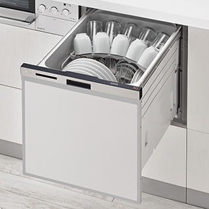 Rinnai 食洗機の交換費用| RSW-404LP|工事費込みセットが安い|リンナイ ビルトイン食洗機 404LPシリーズ スライドオープン型・ミドルタイプ 幅45cm (プラズマクラスター・重曹洗浄搭載・銀イオンカートリッジ付属)(ドアパネル型)