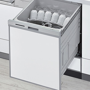 Rinnai 食洗機の交換費用｜RSW-SD401LP｜工事費込みセットが安い｜リンナイ ビルトイン食洗機 スライドオープン型・ディープタイプ[ハイグレード][ぎっしりカゴ][自立脚つき] 幅45cm (自動エコ機能・夜エココース・プラズマクラスター・重曹洗浄搭載)（ドアパネル型）