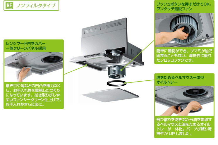 ノンフィルタだからお掃除がラクラク!