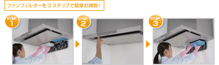 ファンフィルターを3ステップで簡単お掃除