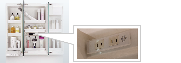収納したまま充電、すっきり家電収納|Panasonic(パナソニック)洗面化粧鏡の機能・特徴