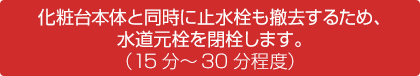 水道元栓を閉栓します