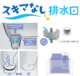 お手入れしやすい排水口｜LIXIL（INAX） オフト フィット　間口750mm　商品特性