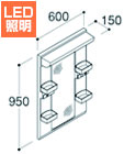 1面鏡(収納付きタイプ)図面