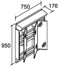 3面鏡(全収納タイプ1900mm用)図面