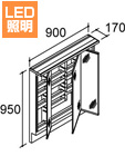 3面鏡(全収納タイプ/全高1,900mm用)