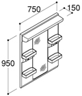 1面鏡(収納付きタイプ)図面