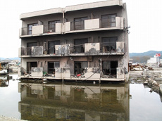 被害の大きかった気仙沼市 アパート